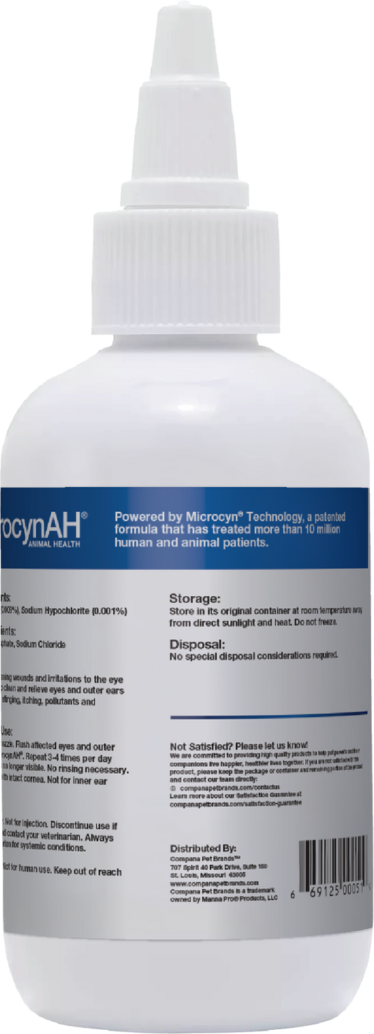 MicrocynAH Eye & Ear Wash for Cats, 3 oz